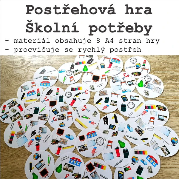 Postřehová hra - Školní potřeby