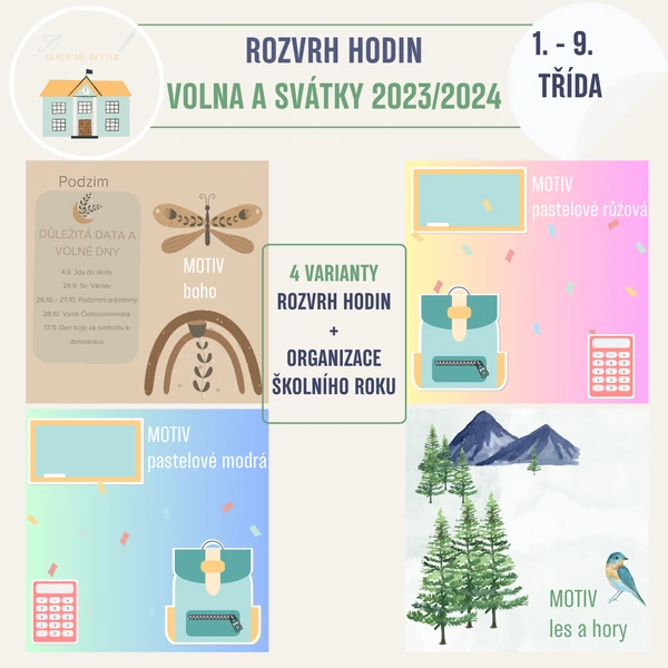 Rozvrh hodin + organizace školního roku