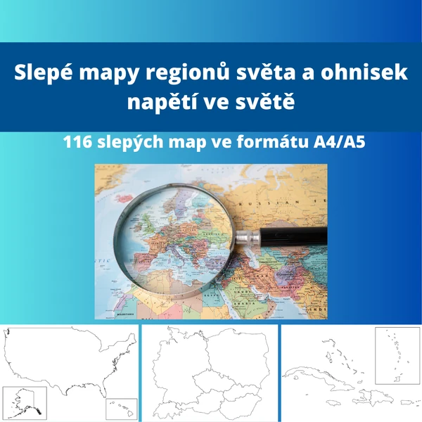 Slepé mapy regionů světa a ohnisek napětí ve světě
