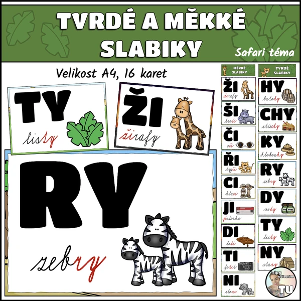Tvrdé a měkké slabiky - safari téma