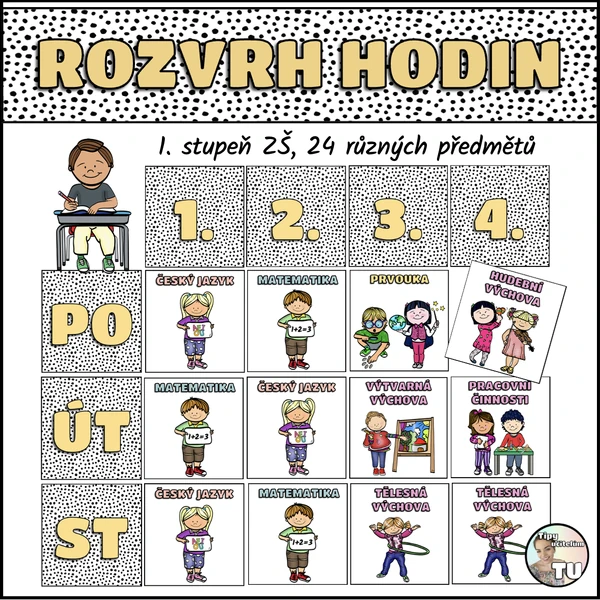 Velký rozvrh hodin - boho design