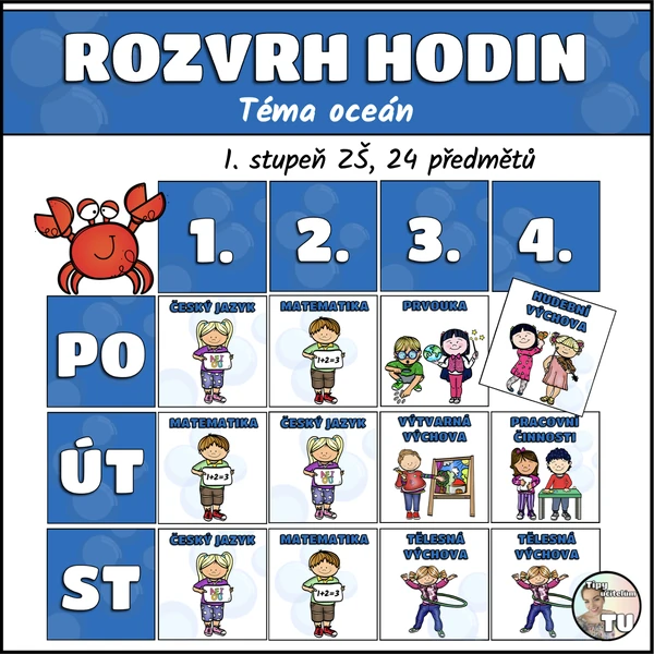 Velký rozvrh hodin - téma oceán