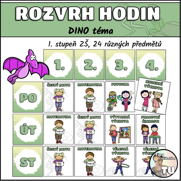 Velký rozvrh hodin - dino téma