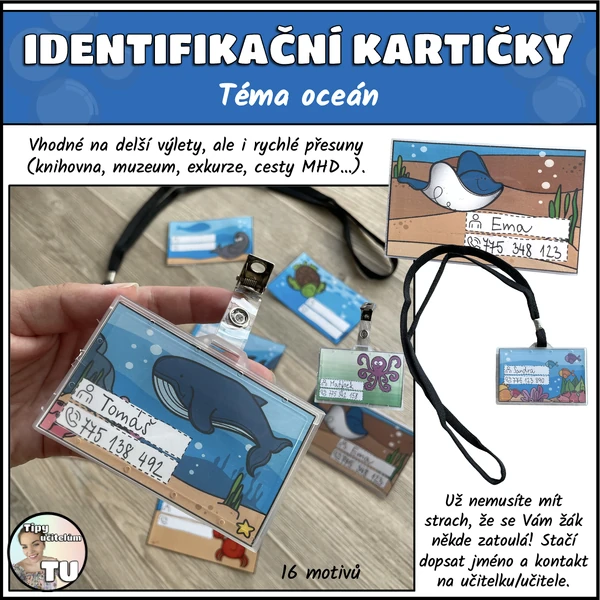 Identifikační kartičky - téma oceán