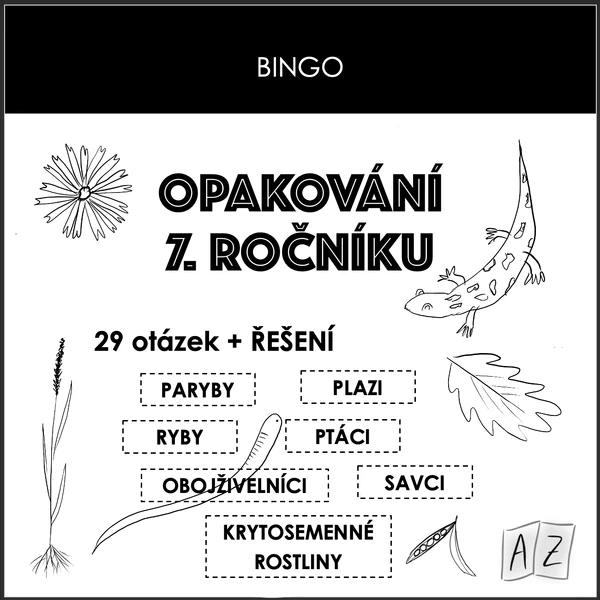 Bingo - Opakování 7. ročníku PŘÍRODOPIS