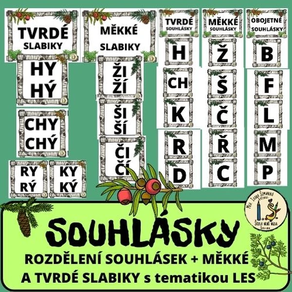 SOUHLÁSKY, slabiky - rozdělení - tematika LES