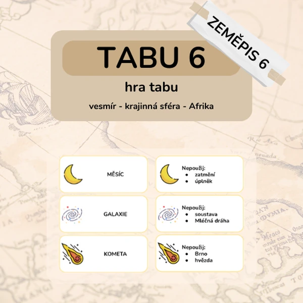Tabu 6 - vesmír, krajinná sféra, Afrika
