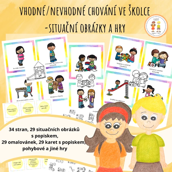 Spolu ve školce - Vhodné/nevhodné chování ve školce - situační obrázky a hry