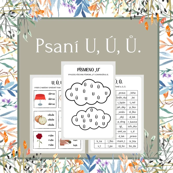 Psaní písmen - U, Ú, Ů.
