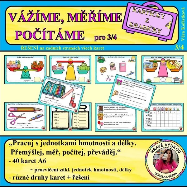 VÁŽÍME, MĚŘÍME, POČÍTÁME DO 1000 – Kartičky z krabičky 4 – M3/4