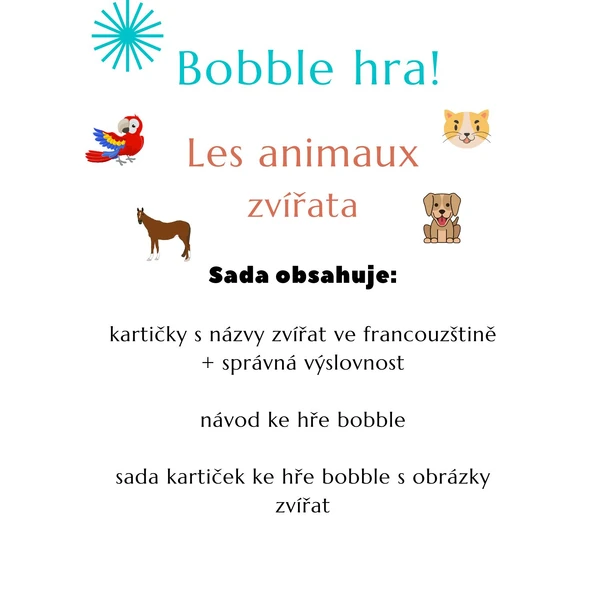kartičky a hra Bobble - zvířata