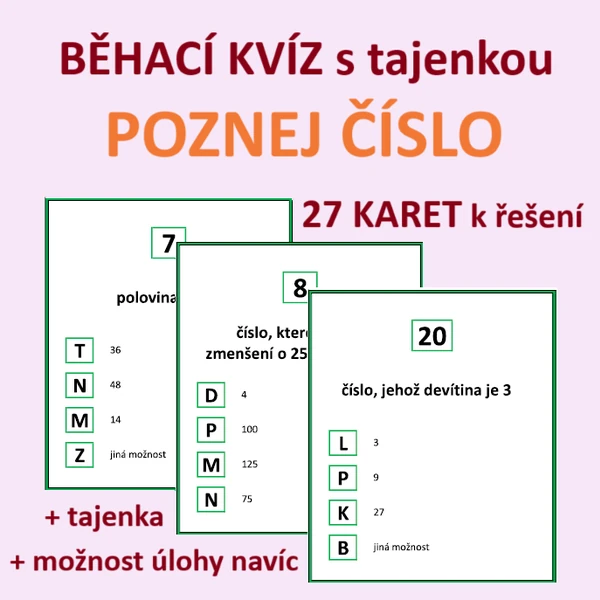 BĚHACÍ KVÍZ s tajenkou – POZNEJ ČÍSLO
