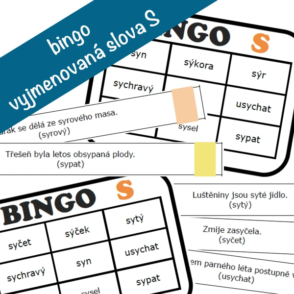 bingo - vyjmenovaná slova po S
