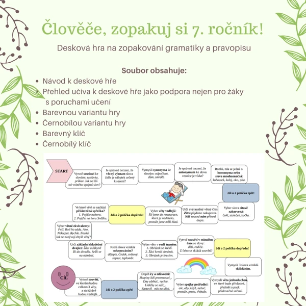 Desková hra Člověče, zopakuj si 7. ročník! + přehled učiva