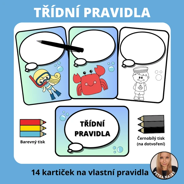 Třídní pravidla, výzdoba třídy a omalovánky