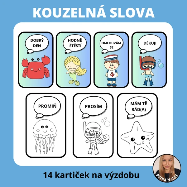 Kouzelná slovíčka, výzdoba třídy (omalovánky)