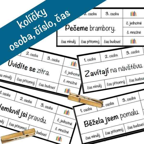 kolíčky - osoba, číslo, čas