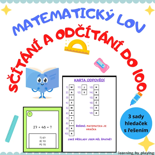 MATEMATICKÝ LOV(EC) - SČÍTÁNÍ A ODČÍTÁNÍ DO 100 (3 hledačky)