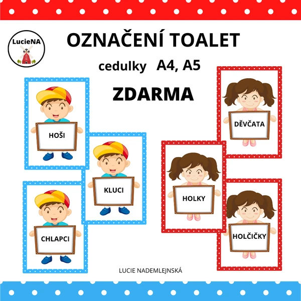 CEDULKY K OZNAČENÍ TOALET