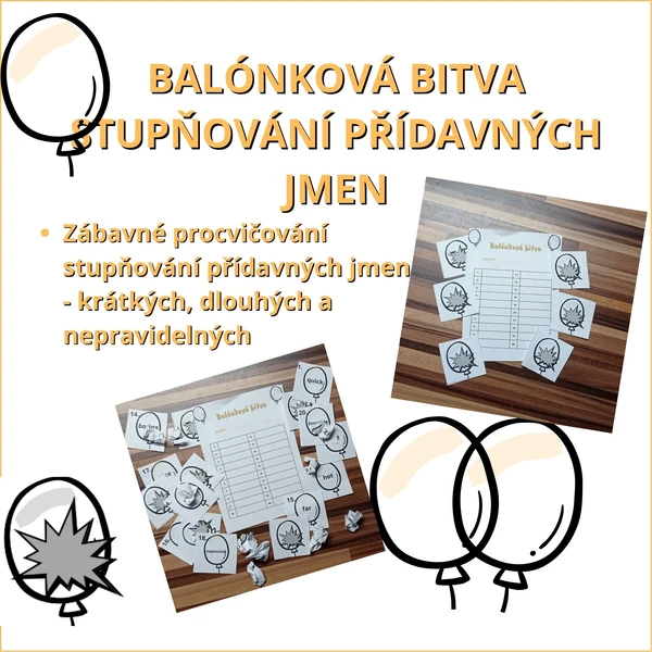 Stupňování přídavných jmen - Balónková bitva