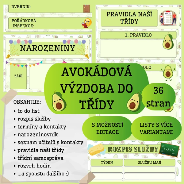 Avokádová výzdoba do třídy