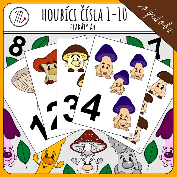 Obrázkové plakáty s HOUBÍKY čísla 1-10