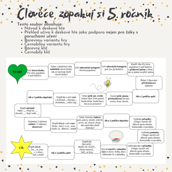 Desková hra Člověče, zopakuj si 5. ročník! + přehled učiva