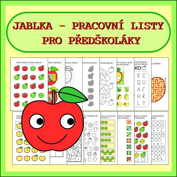 JABLKA - PRACOVNÍ LISTY PRO PŘEDŠKOLÁKY