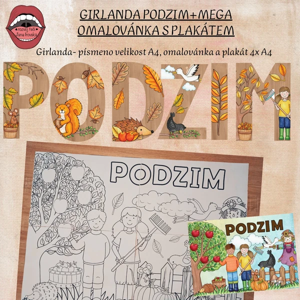 GIRLANDA PODZIM+MEGA OMALOVÁNKA S PLAKÁTEM