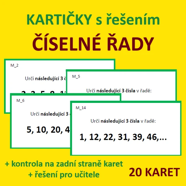 KARTIČKY s řešením – ČÍSELNÉ ŘADY
