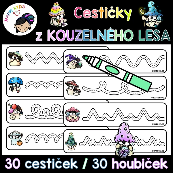 CESTIČKY Z KOUZELNÉHO LESA - grafomotorické proužky