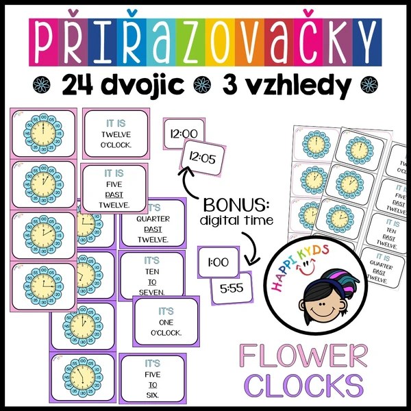 FLOWER CLOCKS - přiřazovačky