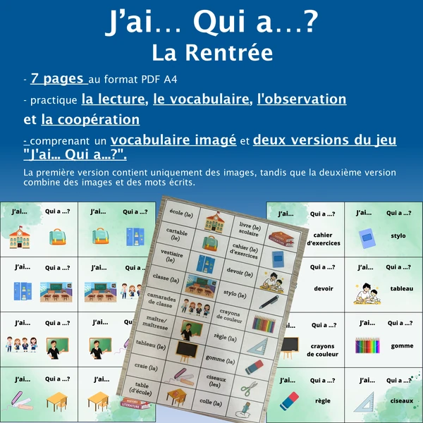 J'ai... Qui a...? La Rentrée