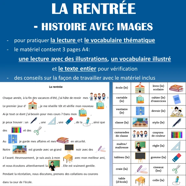 Obrázkové čtení - Začátek školního roku / Histoire imagée - La Rentrée
