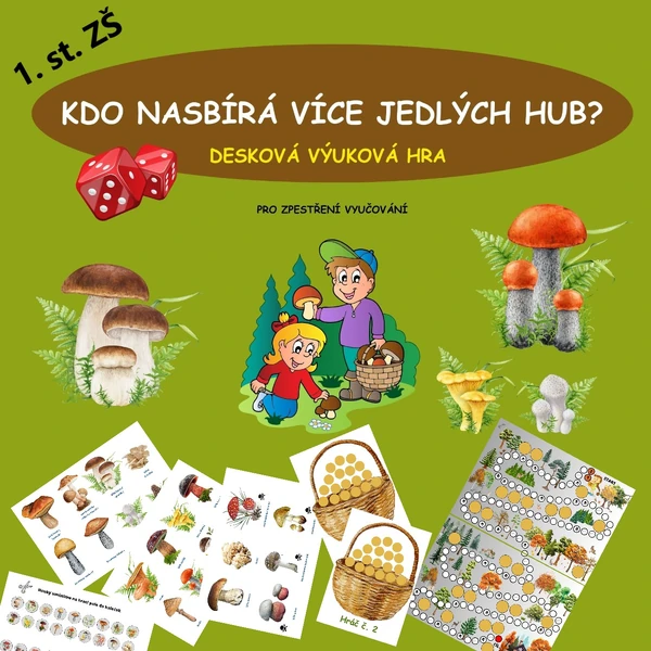 KDO NASBÍRÁ VÍCE JEDLÝCH HUB? - DESKOVÁ HRA KE ZPESTŘENÍ HODIN