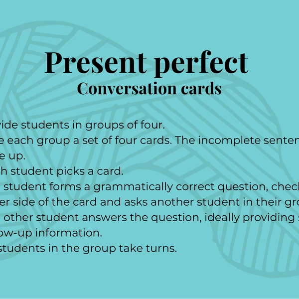 PESENT PERFECT conversation cards