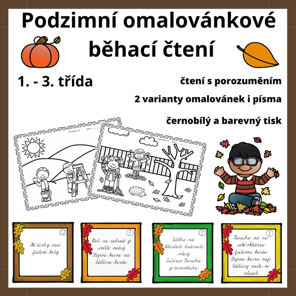 Podzimní omalovánkové běhací čtení