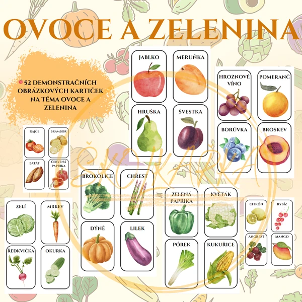 DEMONSTRAČNÍ OBRÁZKOVÉ KARTIČKY-OVOCE A ZELENINA