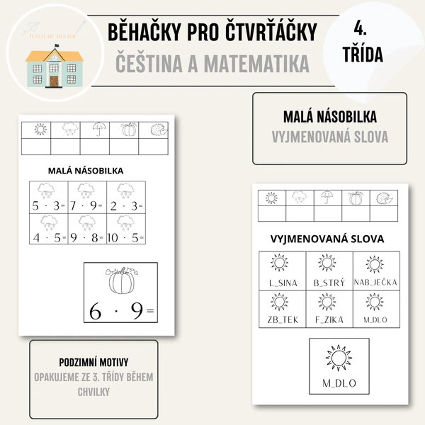 Běhačky pro čtvrťáčky - podzimní opakování do češtiny a matematiky