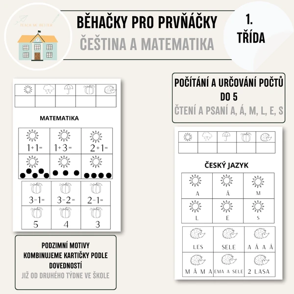 Běhačky pro prvňáčky - podzimní běhačky do češtiny a matematiky