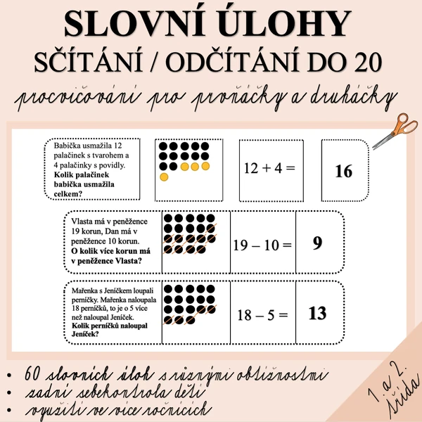 MATEMATICKÉ SLOVNÍ ÚLOHY (SČÍTÁNÍ / ODČÍTÁNÍ DO 20)