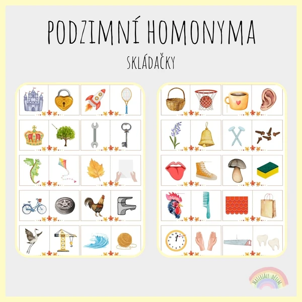 Podzimní homonyma, skládačky