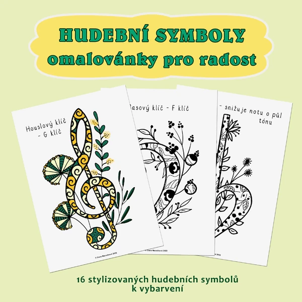 Hudební symboly - omalovánky pro radost