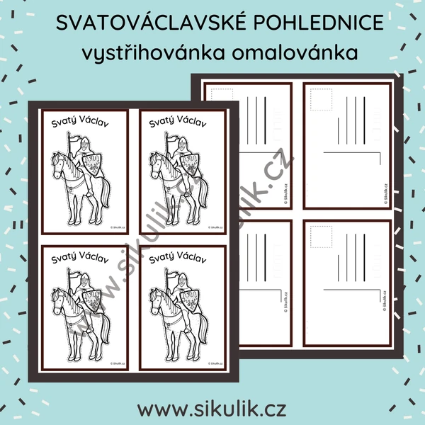 Stáhněte si zdarma OMALOVÁNKA, pohlednice + VYSTŘIHOVÁNKA SV. VÁCLAV