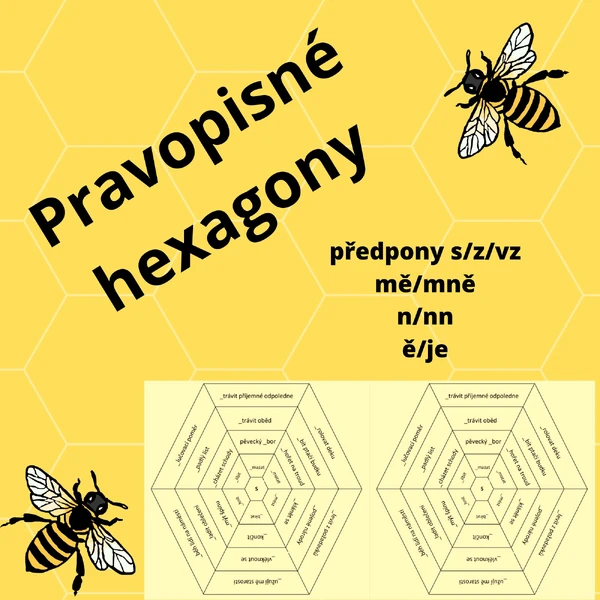 Pravopisné hexagony (předpony s/z/vz, n/nn, mě/mně, ě/je)