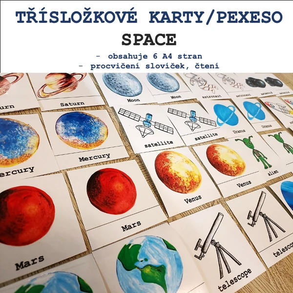 Třísložkové karty/Pexeso - Space