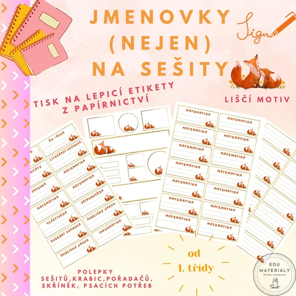 Jmenovky (nejen) na sešity