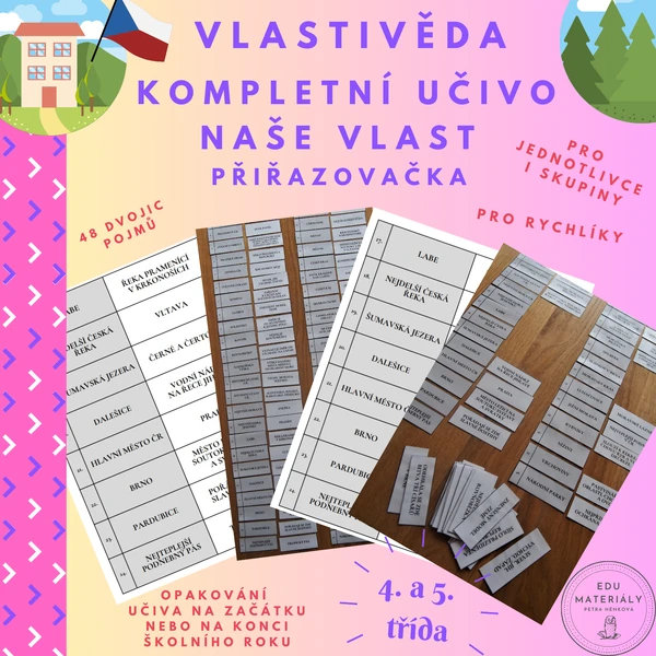 VL - kompletní opakování učiva "Naše vlast" - přiřazovačka