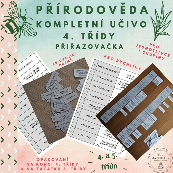 PŘ - kompletní opakování učiva 4. třídy - přiřazovačka