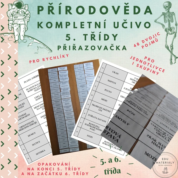 PŘ - kompletní opakování učiva 5. třídy - přiřazovačka